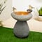 Glitzhome® 20.75" Zen-Style Faux Stone Texture Outdoor Birdbath Fountain with LED Light